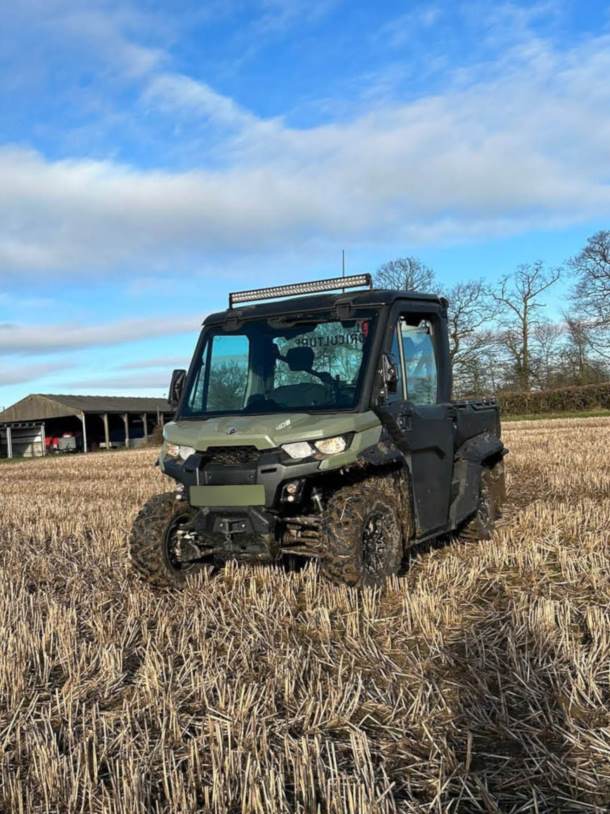 Soil sampling services offer - image shows a soil sampling tractor in field